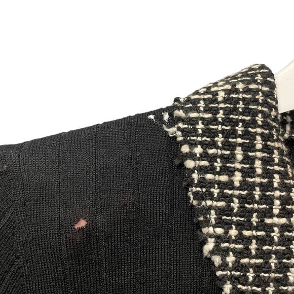 Tory Burch Merino Wool Black Knit Tweed Collar Polo Top Womens Large AS IS - Picture 6 of 10